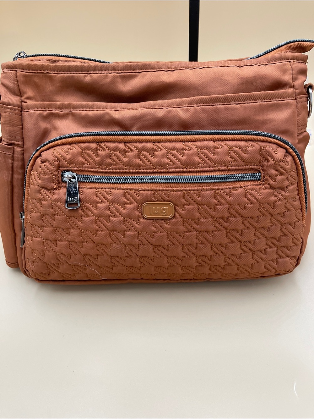 lug Quilted Front Zip Crossbody in Terracotta Multiple Pouches